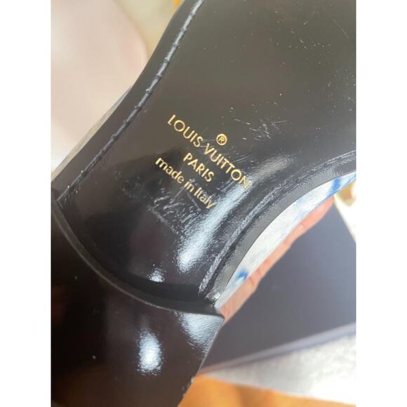 NEW LOUIS VUITTON Monogram Denim Tie Dye Mens Auteuil Slippers 7.5 Blue (800 - Picture 8 of 8